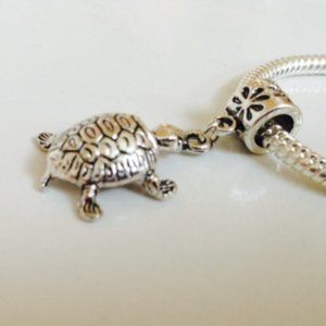 "TURTLE" Silver Plated Dangling Charm Bead For European Style Charm Bracelets